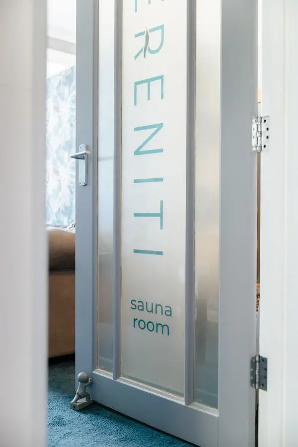 The door to the sauna room